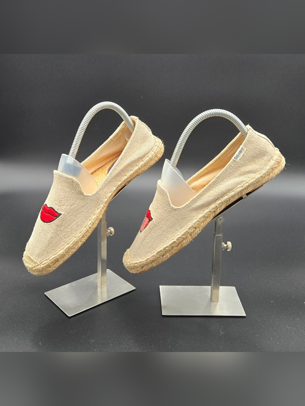 Soludos x Jason Polan Lips & Tongue Embroidered Smoking Slipper Espadrille Sz 7 - Picture 5 of 7